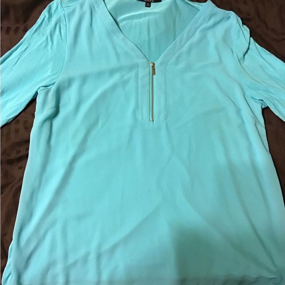 Alex Marie Turquoise V-Neck Blouse